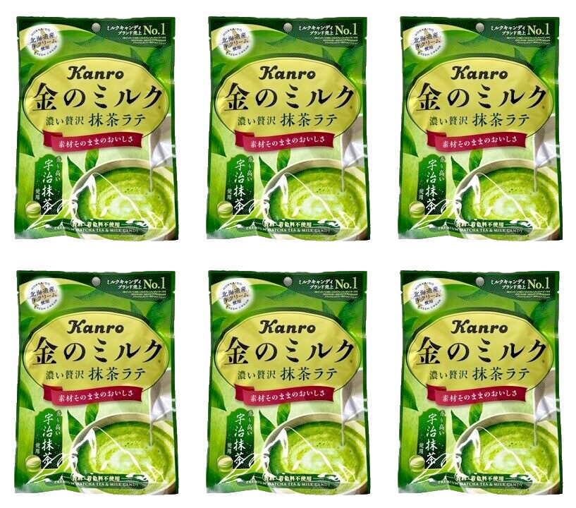 Japan Candy Kanro Golden Milk Candy Matcha Latte 61g × 6 Bags