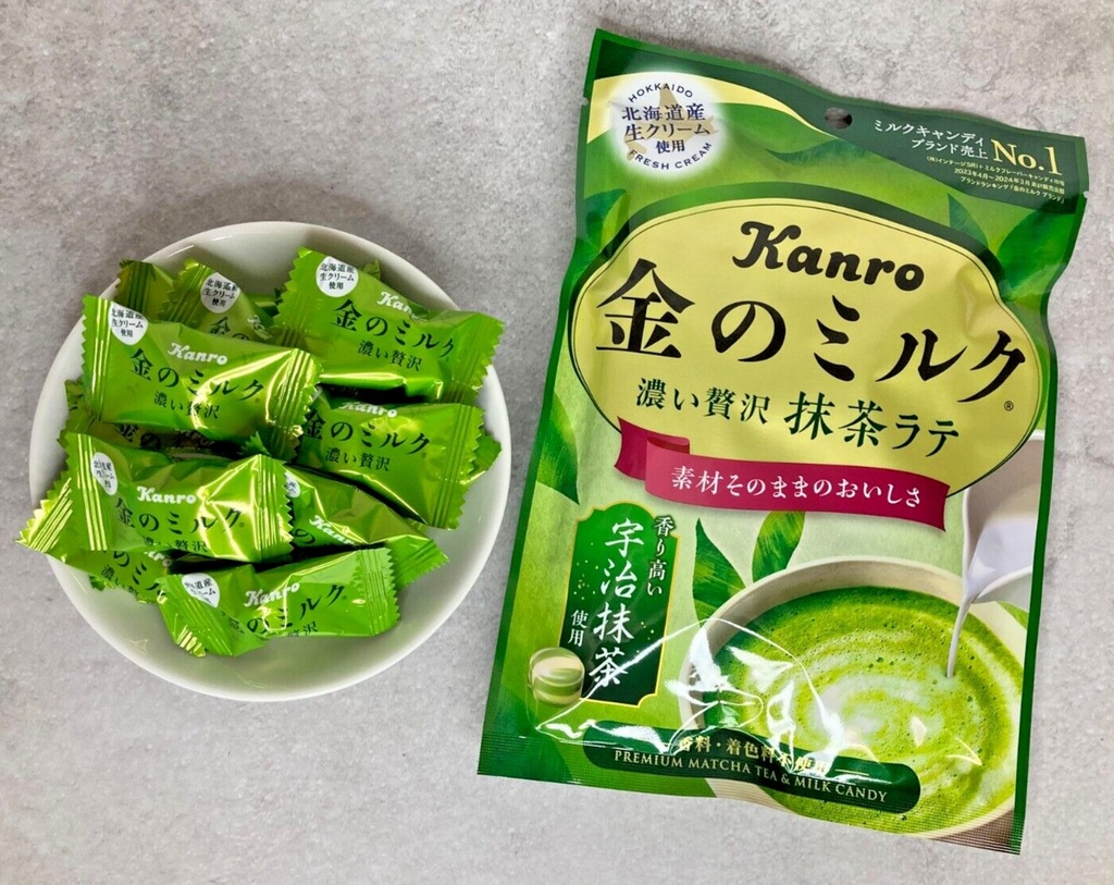 Japan Candy Kanro Golden Milk Candy Matcha Latte 61g × 6 Bags