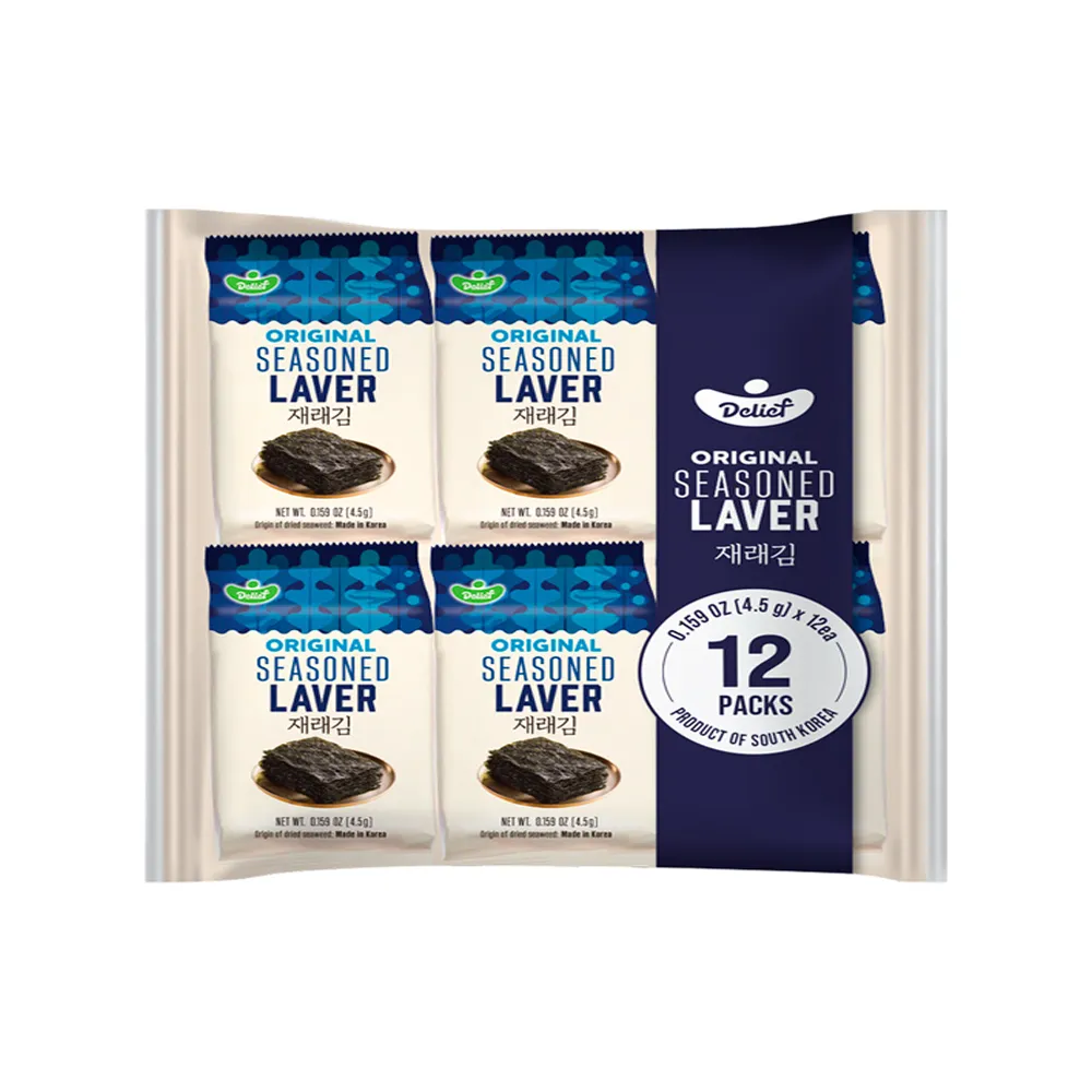 DELIEF Original Seasoned Laver HALAL 4.5g x 12p x 6