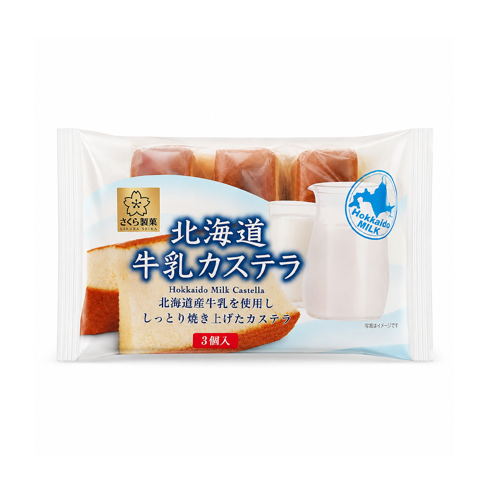 Hokkaido Milk CastellaSakura Seika Hokkaido Milk Castella 3P