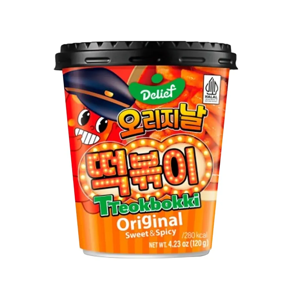 DELIEF Tteokbokki Cup Original Sweet & Spicy HALAL 120g x 30